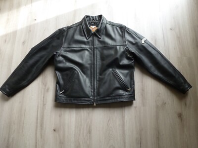 Vintage Y2K Harley Davidson Leather Jacket Men's XL Motorcycle Embosed EUC-image