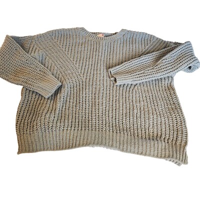 So Cozy Blue Oversized Crewneck Sweater XL intricate knit weave comfort Y2K-image