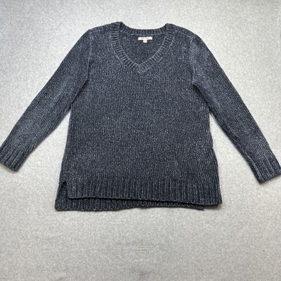 Orvis Chenille Sweater Womens Large Blue V Neck Casual Comfort Cozy Cabincore-image