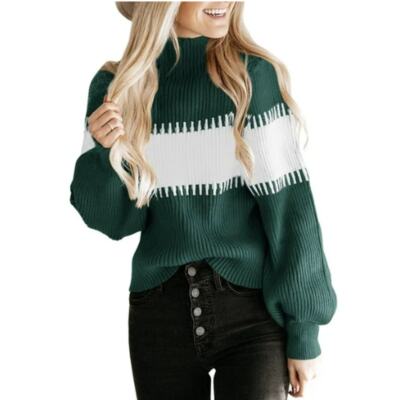 XL Green white sweater long sleeves warm cozy Stylish, trendy, Comfortable.-image
