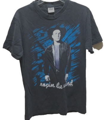 Garth Brooks Ropin' Wind Tour Vintage 90s Black C&W 2-Sided Single T-Shirt L-image