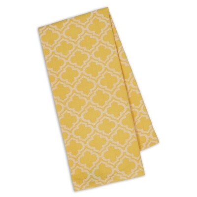 Jacquard Cotton Kitchen Dish Towel Yellow Lattice 18x28 from Design Imports NEW-image