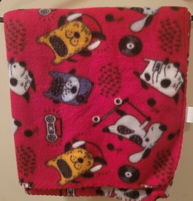 Red Baby Childs Blanket Dogs & Music Fleece Lovey Soft Approx 50x60