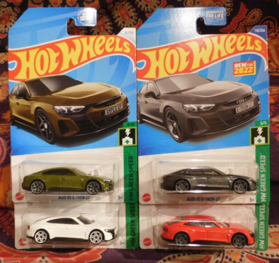 Hot Wheels 4 Diff AUDI RS E-TRON GT '22 New Models Grey & Red '24 Green & White-image