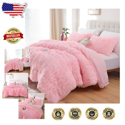 3-Piece Fluffy Pink Comforter Set - Soft All-Season Bedding for Every Bedroom-image