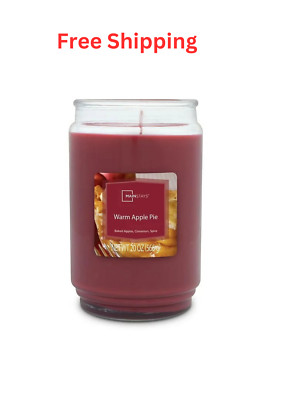 Mainstays Warm Apple Pie Scented Single-Wick Large Glass Jar Candle, 20 oz-image
