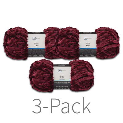 Mainstays 80 yd. Bulky Velvet Yarn,Metropolis Burgundy,100% Polyester, 3-Pack-image
