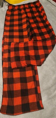KINNLY Womens Pull On Fleece Pajama Sleepwear Lounge Pants Plaid Sz M-image