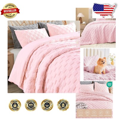 Cozy 3-Piece King Sherpa Comforter Set in Elegant Pink - Down-Alternative Warmth-image