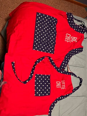 Big Chef & Little Chef (Parent and me) apron set -new -red, white & blue-image