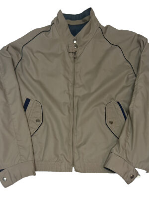 Vintage HARDY AMIES London XL Windbreaker Tan Lightweight Jacket Blue ined-image