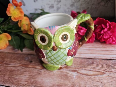 PIER One IMPORTS Hand Painted Cup 24oz Mug Dolomite OLLI THE OWL Large Coffee#33-image