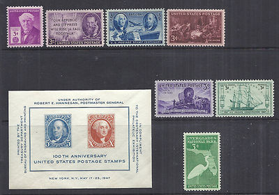 US 1947 Complete Commemorative Year Set of 8 w/ SS 948 - 945-952 MNH*-image