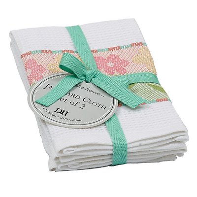 Dishcloth Set of 2 Design Imports Flower Stripe Jacquard Cotton 13 x 13