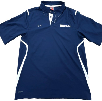 Vintage UConn Huskies Polo Shirt Men Small Blue White Nike Dri Fit Wind VTG Y2K-image