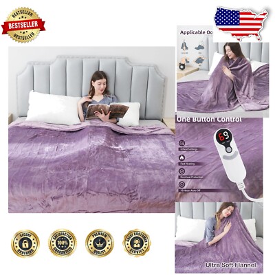 Cozy Purple Twin Electric Blanket with Fast Heating & 10-Hour Auto-Off Feature-image