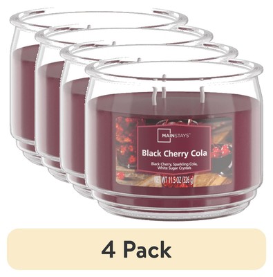 (4 pack) Mainstays 11.5oz Black Cherry Cola 3-Wick Glass Jar Candle-image