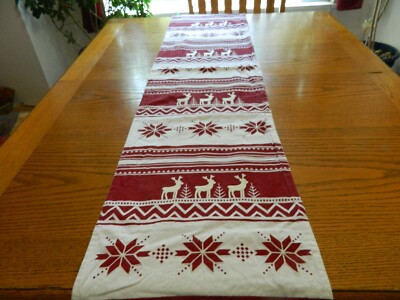L-24 8 VINTAGE DESIGN IMPORTS INDIA RED & WHITE REVERSIBLE CHRISTMAS PLACEMATS-image
