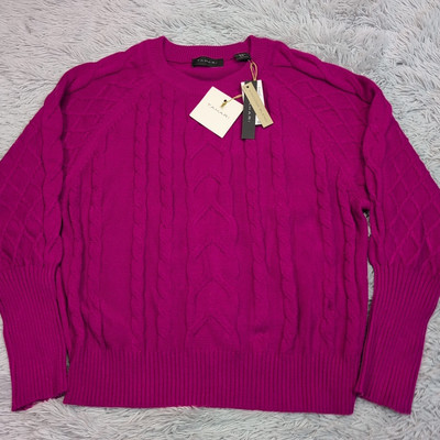 Tahari Sweater Womens XL Fuchsia Soft Cozy Comfort Casual Career Stretch New-image