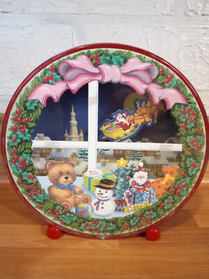 RARE Vintage Christmas Animated Music Box Wind Up Santa's Sleigh- Silent Night-image