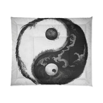 King Size Comforter Yin Yang Balance Meditation Mandala Zen Art Harmony-image