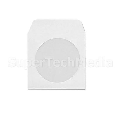 1000 White Paper CD DVD R Disc Sleeve Envelope with Window & Flap Economy Weight-image