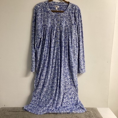 Aria Collection Nightgown Blue & White floral Size 2X Super Soft Fleece Pockets-image