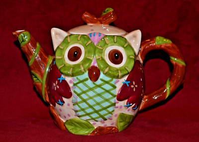 Pier 1 Imports Ollie the Owl Teapot w/Lid 10