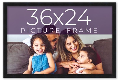 36x24 Frame Black Real Wood Picture Frame Width 0.75 inches | Interior Frame Dep-image