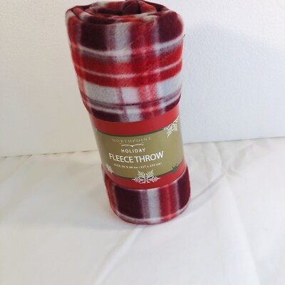 Holiday  Soft & Cozy Throw Christmas / Valentines Red  White Blanket 50”x60”-image