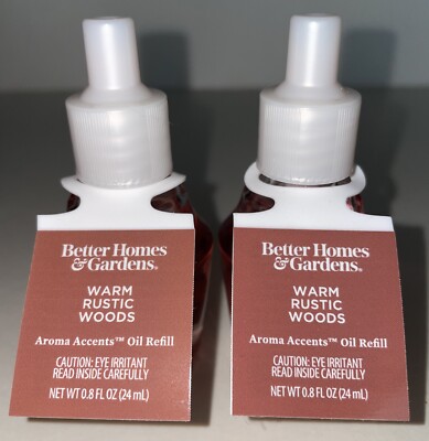 2 Better Homes & Gardens WARM RUSTIC WOODS Fragrance Plug Oil Refill-image