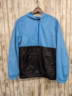 Edgar + Ash Mens Windbreaker Hooded Lightweight Jacket Blue Black Size Small-image