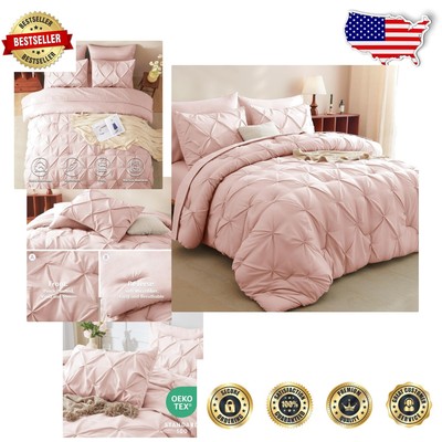 Fashionable King Size Pinch Pleat Comforter Set - 7 Pieces for Cozy Bedrooms-image