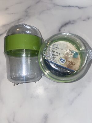 2 Mainstays Yogurt & Snack Container Cups Dual Compartments Green 9.8 oz Sealed-image