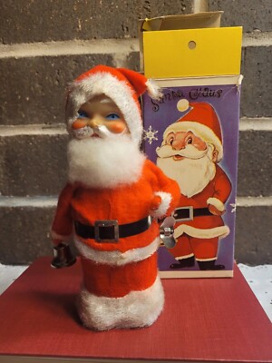 Vintage Wind Up Santa Claus Bell Ringer And Dancing Movement-image