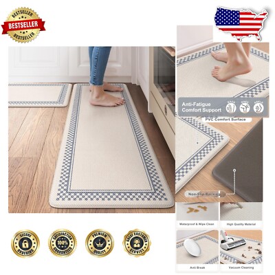 Luxury Waterproof and Stain-Resistant Kitchen Mats - Cozy Comfort Duo-image