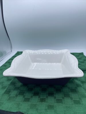 Mainstays White Inside/red Outside Square Casserole Dish  9” Scalloped Edges-image