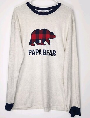 Dearfoams Mens Size L Papa Bear Cozy Comfort Lounge/Sleeping Sweatshirt -image