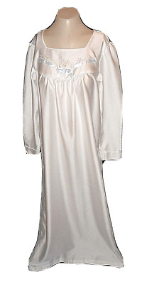 vintage 1980s, Night Gown, Barbizon, White Warm Embroidery M-image