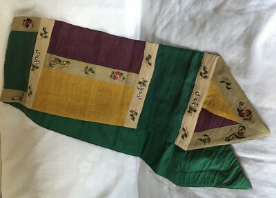 Pier 1 Imports Macintosh Table Runner Purple Gold Blue-Green Embroidered 14x72-image