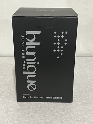 Blunique Faux Fur Ruched Throw Blanket Grey New In Box-image