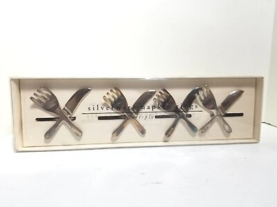 Pier 1 Imports Cutlery Napkin Rings Fork and Knife Design Set of 4-image