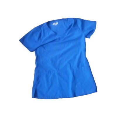 4Flex Womans V Neck Color Blue Scrubs Top Size Small Cozy Comfort Casual-image