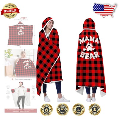Mama Bear Wearable Blanket Hoodie - Soft & Cozy Gift for the Best Mom-image