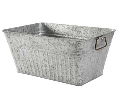 Better Homes & Gardens- Large Rectangle Galvanized Tub, 22 in x 15 in x 10 in-image