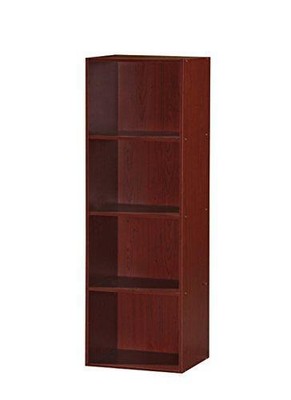 Hodedah Import 4 Shelf Bookcase, Mahogany-image