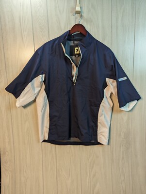 FootJoy Wind Shirt Men's Medium Blue Short Sleeve 1/4 Zip Golf Outdoor Hydrolite-image