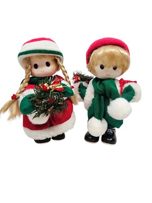 Vintage Terry's Village Girl & Boy Jingle Bells Music Wind-Up Motion Doll Set-image
