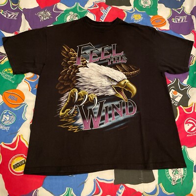 Vintage Y2K Eagle Feel The Wind Nature Wilderness Wildlife Tee  -image