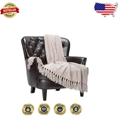 Premium Knit Throw Blanket with Tassels - Soft and Cozy for Home - 50